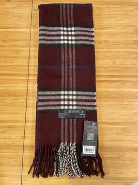 Men's Cashmink Burgundy Plaid Scarf